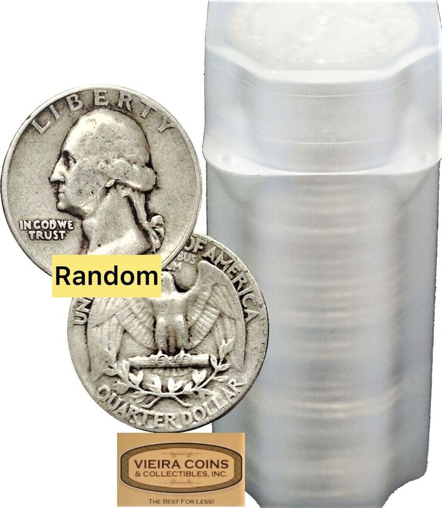 Roll of 40 Washington Silver Quarter, $10 Face Value, G - XF -#B417-40