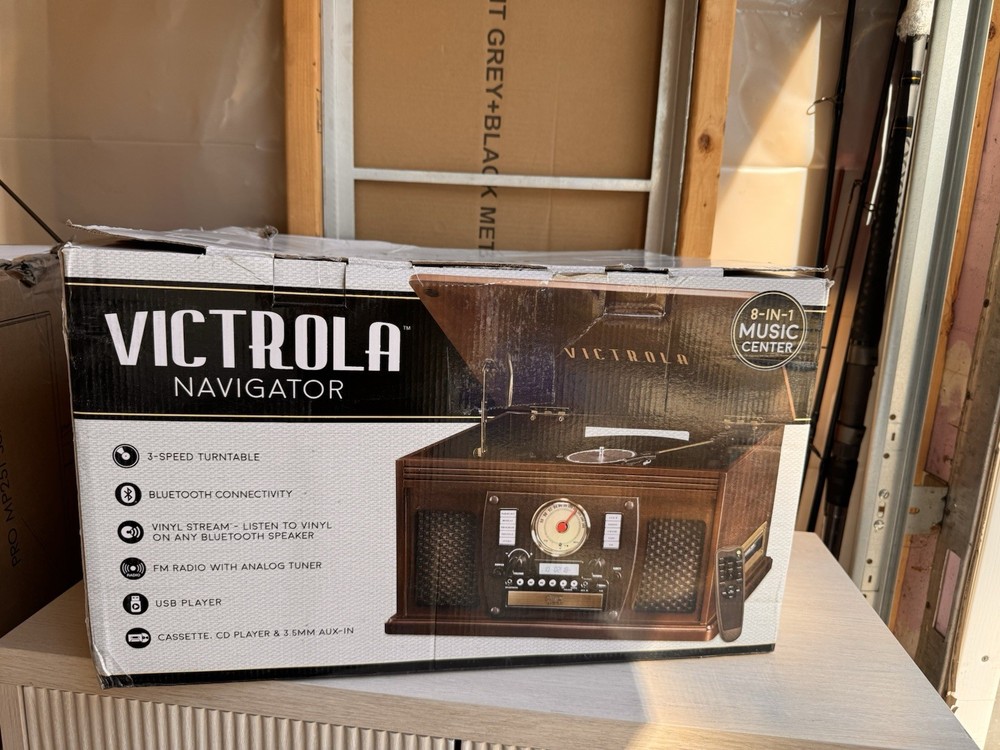 Victrola Navigator 8-in-1 Bluetooth Record Player with USB and Classic Design  