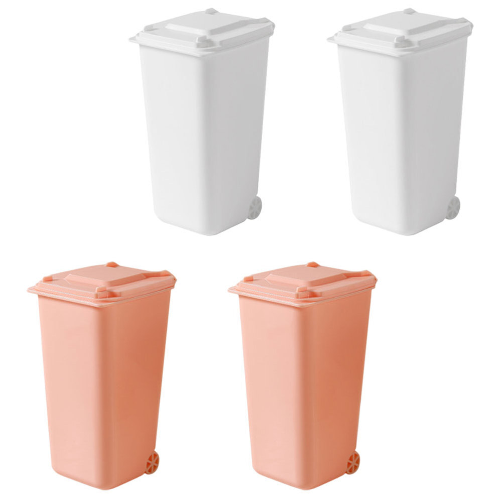 4-Piece Mini Desktop Trash Bin Pen Holder for Small Office Spaces
