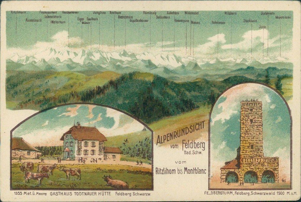 Ansichtskarte (a56) Baden-Württemberg Alpenrundsicht Feldberg um 1900 Gasthaus T