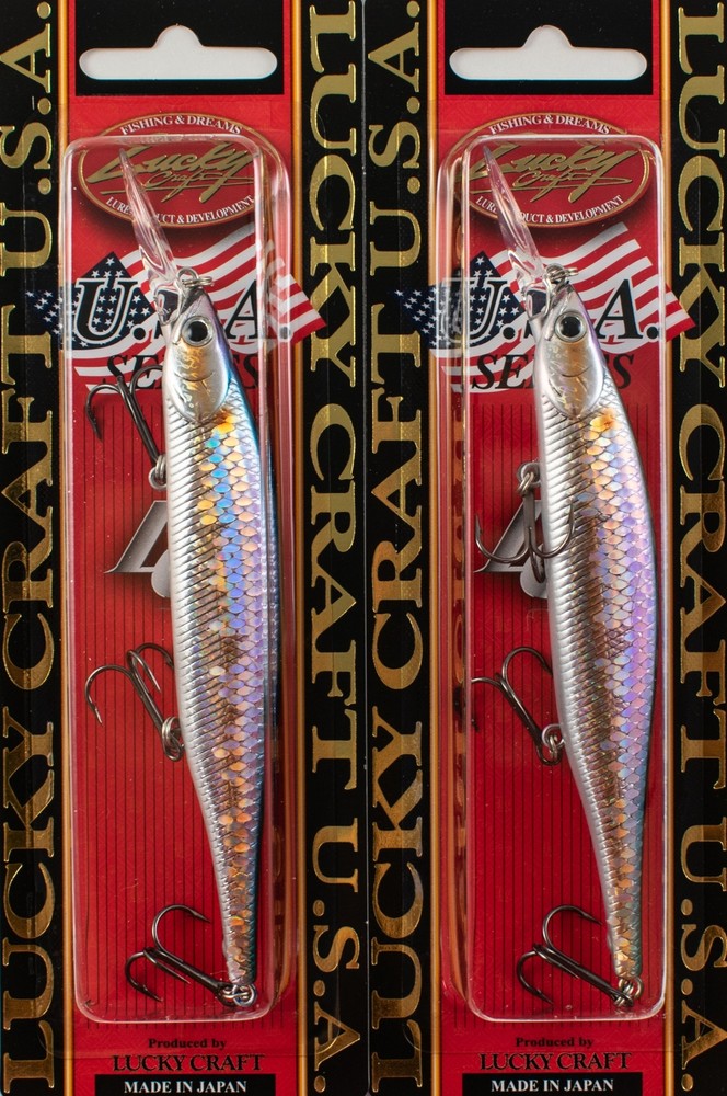 (LOT OF 2) LUCKY CRAFT LIGHTNING POINTER 110DD 1/2OZ MS AMERICAN SHAD I8251