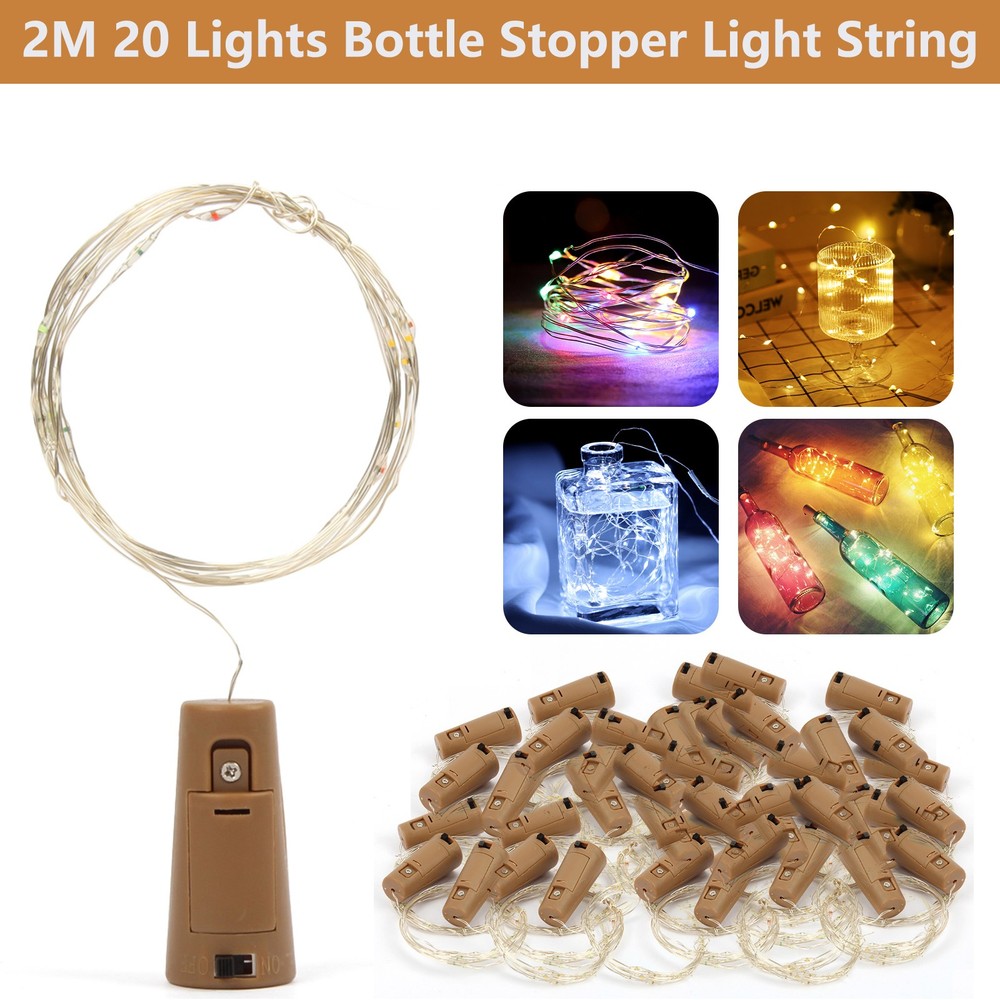 20 LED Wine Bottle Cork Fairy Lights for Weddings Valentine's Day Decor