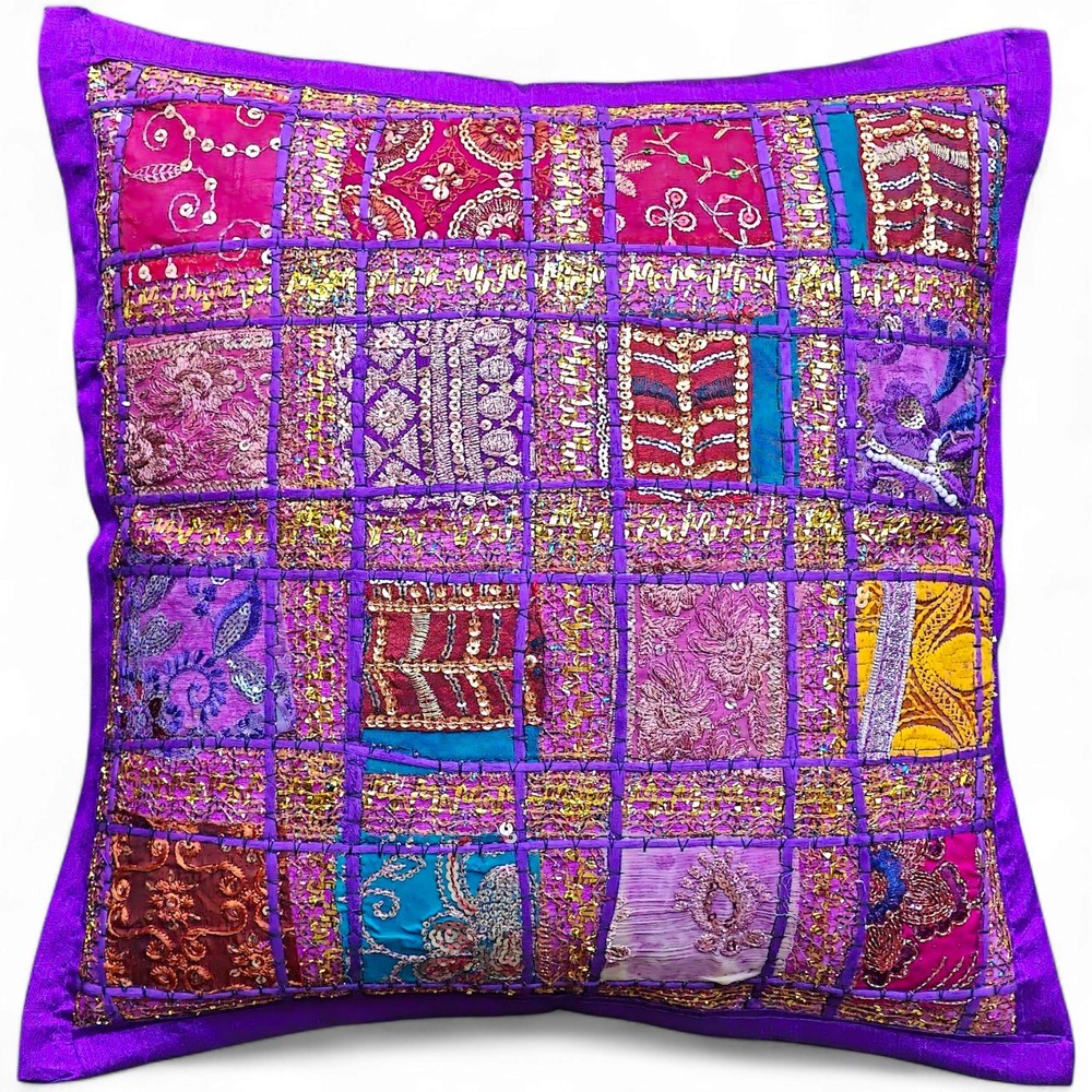 Handmade Indian Patchwork Decorative Cushion Cover - 16