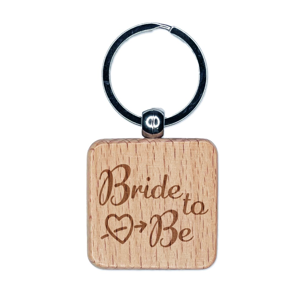 Bride to Be Heart Engraved Wooden Keychain for Wedding Bridal Shower