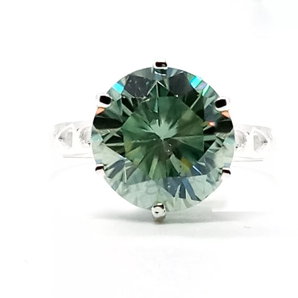 5.70 Ct Certified Round Cut Blue Diamond Solitaire Ring In 925 Sterling Silver