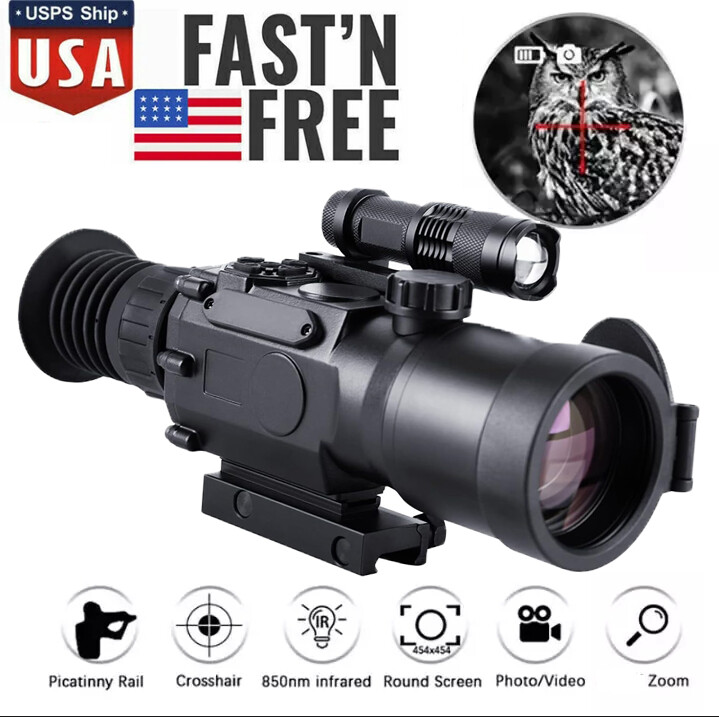 Digital Night Vision Riflescope 3.7-11x Digital Zoom Optic Sight for Hunting USA