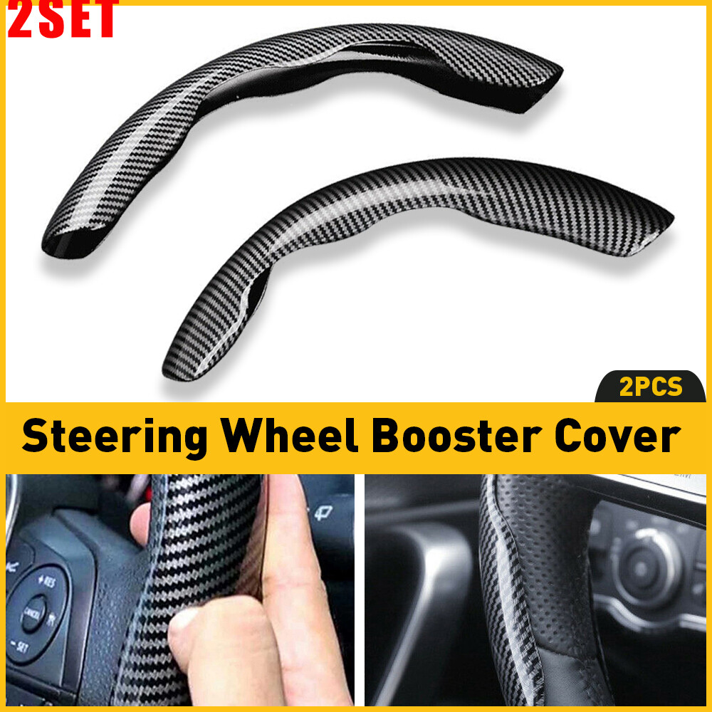 2-Piece Carbon Fiber Steering Wheel Cover for 15-Inch Wheels 37-38cm Auto Accessory