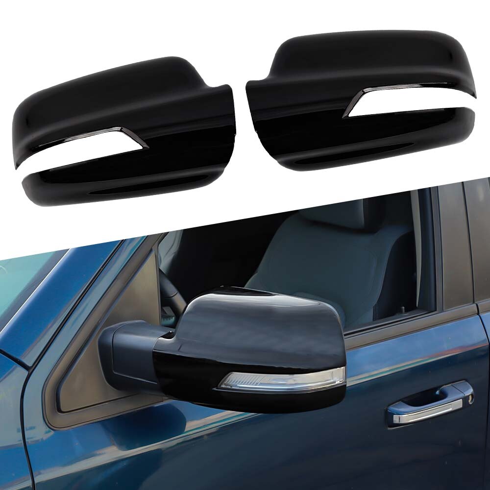 2PCS Glossy Black Rearview Mirror Caps for 2019+ Dodge Ram 1500 - Stylish Upgrade