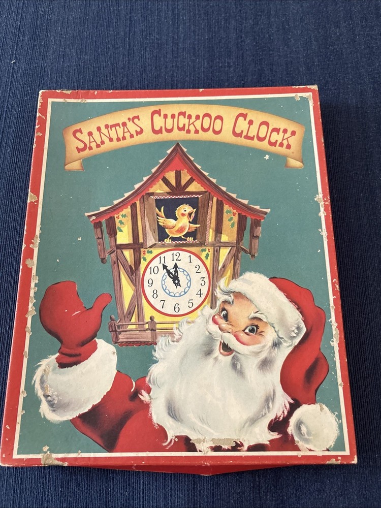 1954 Santa's Cuckoo Clock Pop-Up Book 20 Pages with Original Box Rare Vintage Collectible