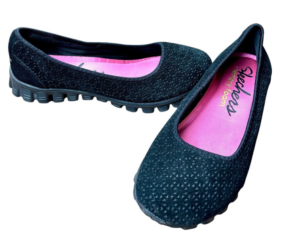 Skechers Women's Size 6.5 Sport Casual Slip On Flats Memory Foam Shoes Black