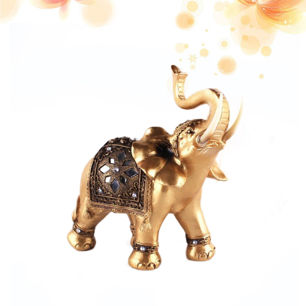 Gold Middle-Sized Elephant Statues and Figurines for Elegant Home Decor