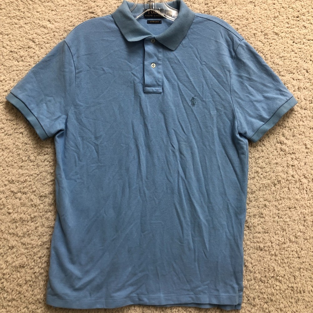 Polo Ralph Lauren Shirt Medium Adult Blue Custom Slim Fit Short Sleeve Pony Mens