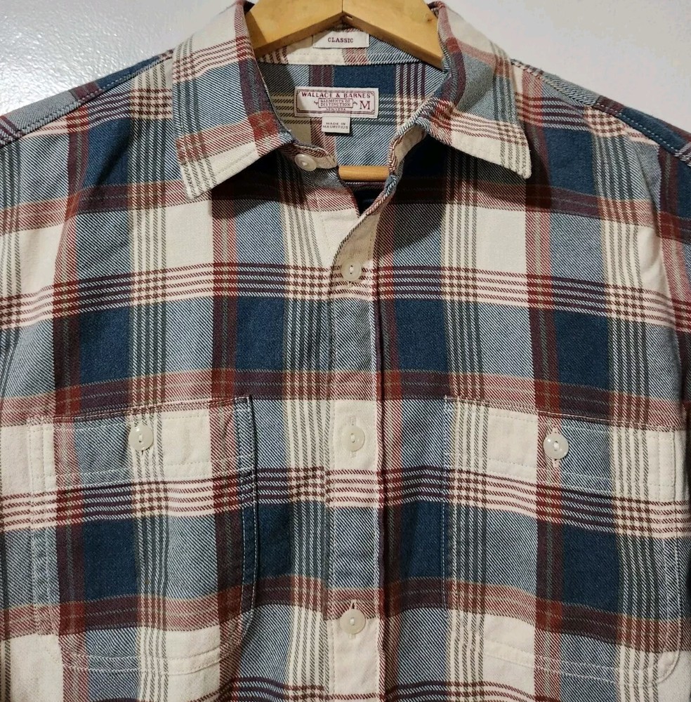 J.Crew Mens M Wallace & Barnes Long Sleeve Midweight Plaid Flannel Shirt