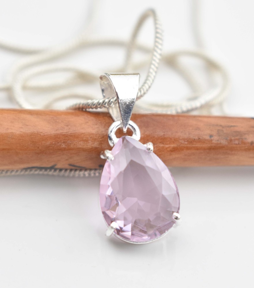 Pink Topaz 925 Sterling Silver Gemstone Handmade Unique Gift Women Necklace-18