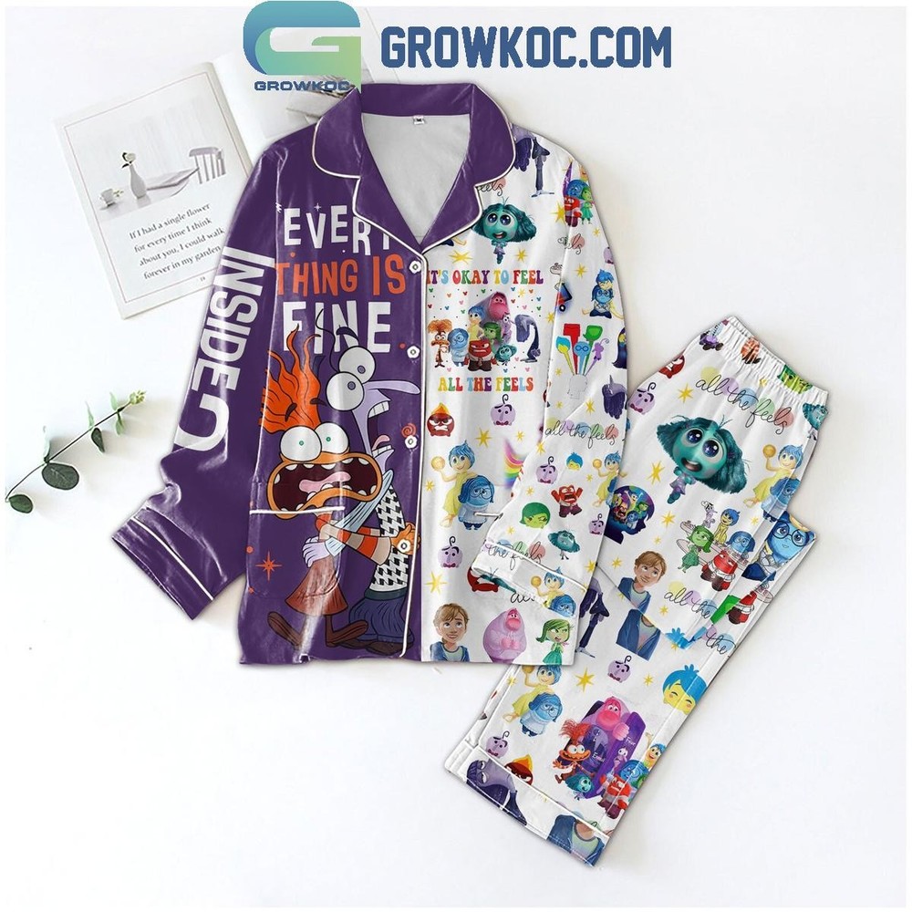 Inside Out 2 Everything Is Fine Poly Kids Pajama Set