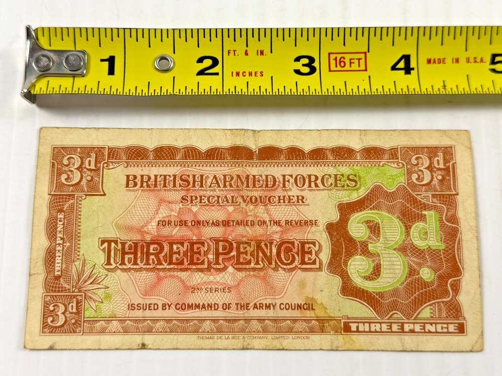 British Armed Forces 3 Pence (3d) Special Voucher 2nd Series issued in 1948-image