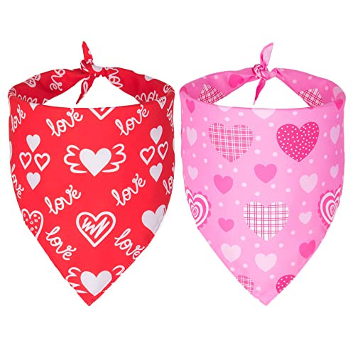 Valentine's Day Dog Bandana in Multiple Sizes, Triangle Scarf for Pets  