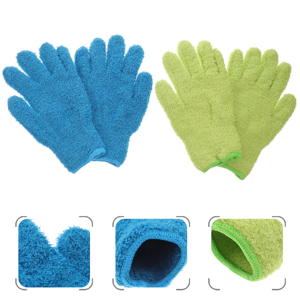 4 Pcs Gloves Medium Microfiber Cleaning for Vehicles