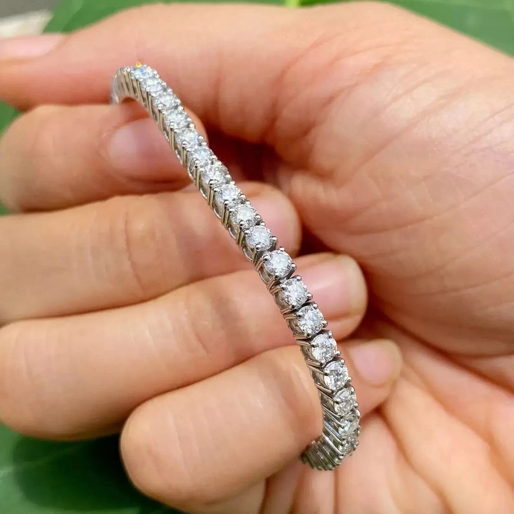 7Ct Round Lab Created Diamond Women's Tennis Bracelet 14k White Gold Plated 6.5