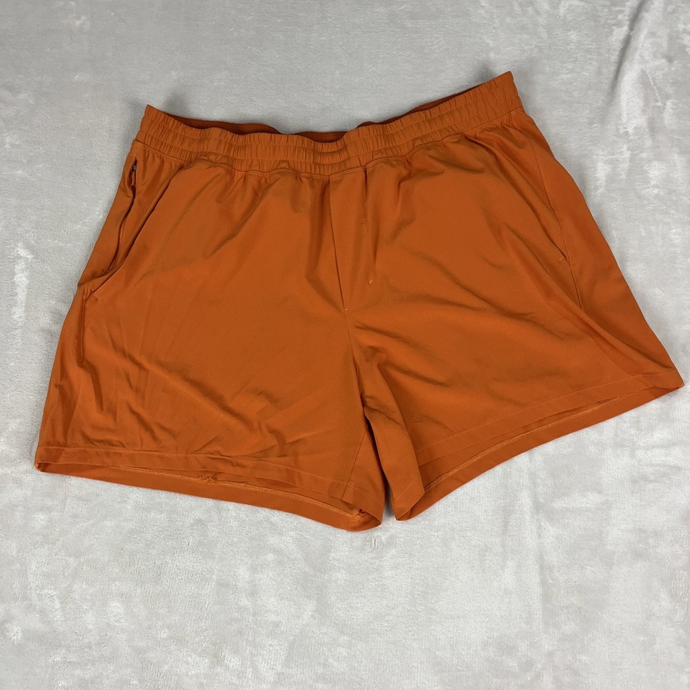 Lululemon Men’s Pace Breaker Shorts Linerless Orange Size XXL Gym Workout