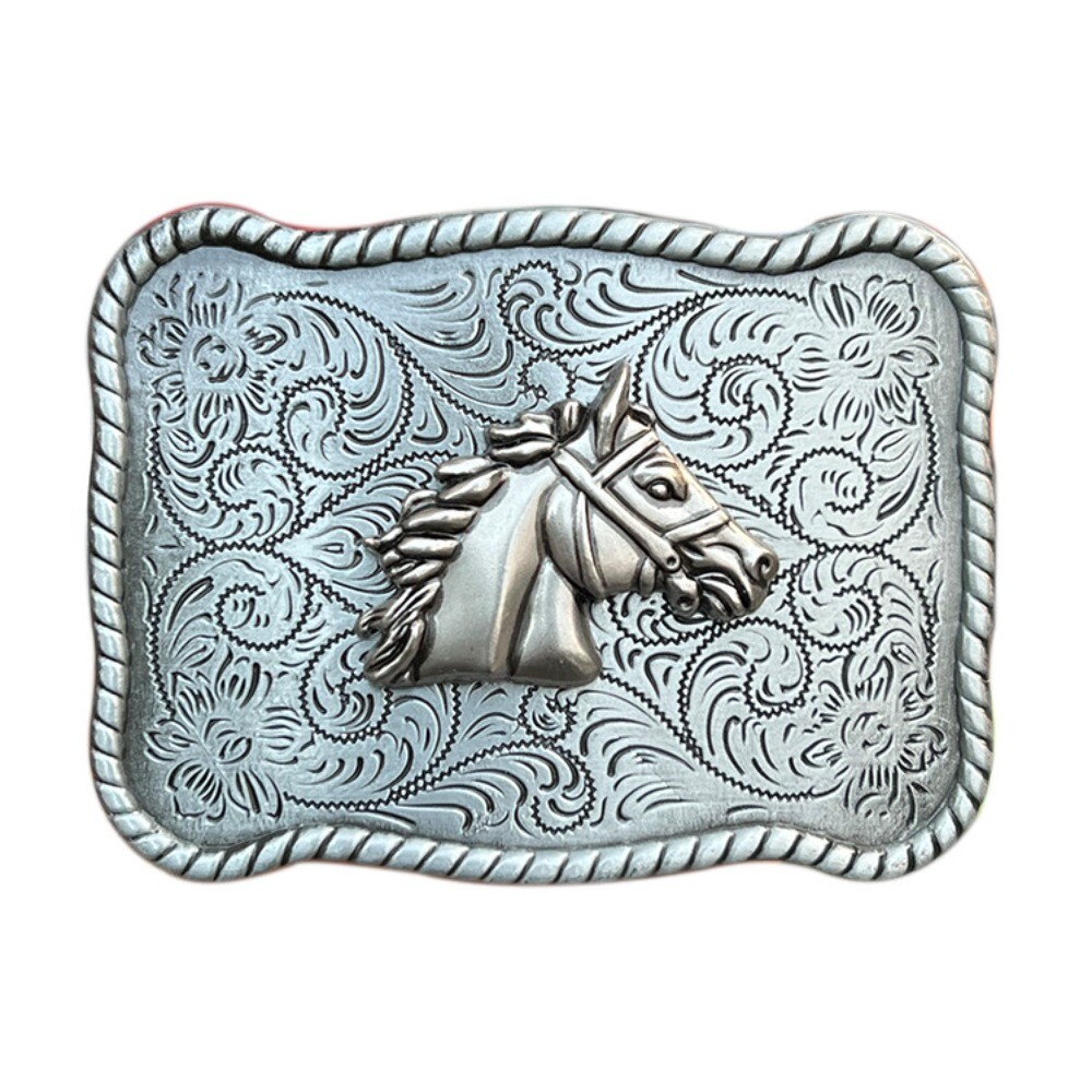 Western Belt Buckle for Men & Women Cowboy Rodeo Vintage Style Wear Floral Horse