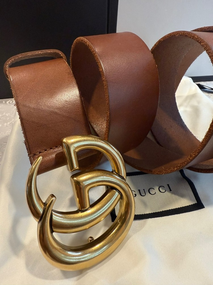 Gucci GG Buckle  Brown Leather Belt Size 105 cm Fit's 36/38 Waist w/Tag