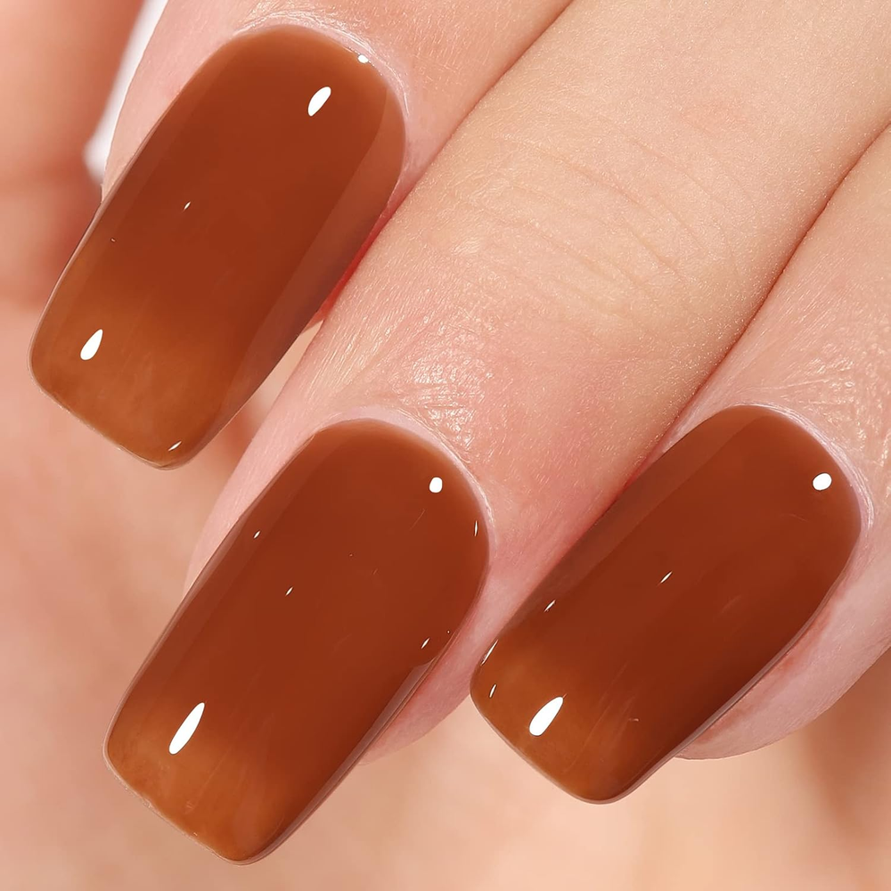 Jelly Brown Gel Nail Polish - Dark Nude Gel Polish Sheer Amber Color Nail Polish