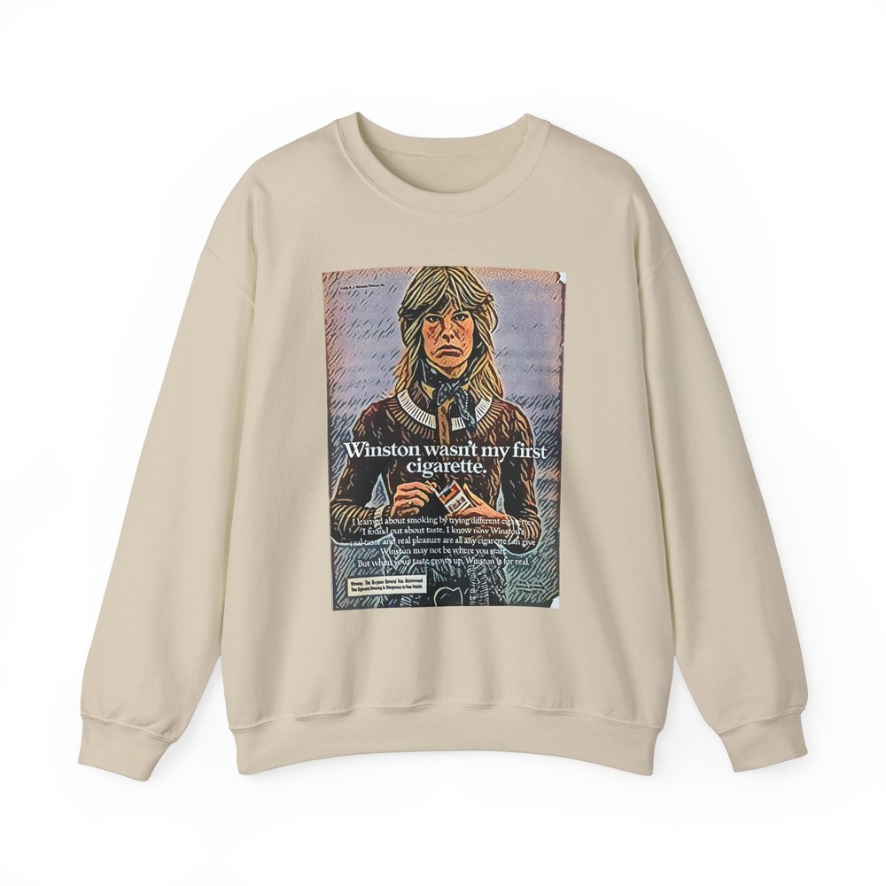 Winston Wasnt My First Cigarette Graphic Heavy Blend Crewneck Sweatshirt for Men and Women