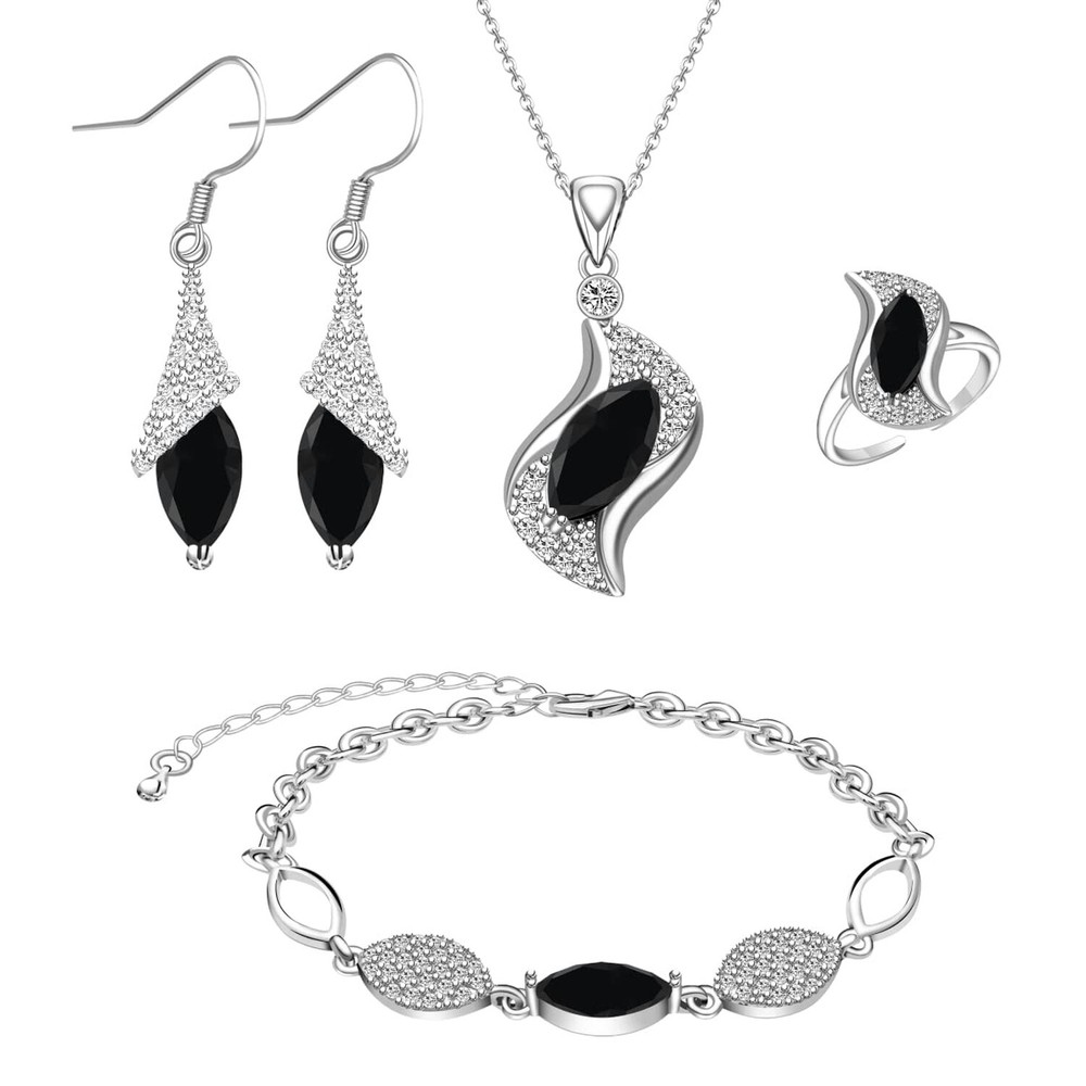 Jewelry Sets for Women Necklace Dangle Earrings Adjustable Ring Bracelet Cost...