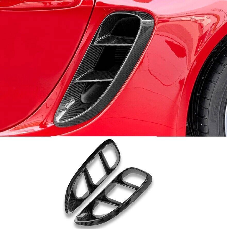 Real Carbon Fiber Side Fender Air Vent Cover Trim For Porsche 718 Boxster Cayman