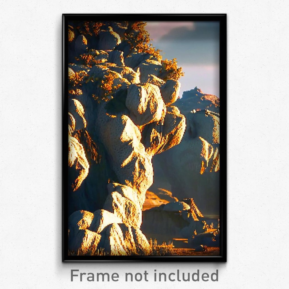 Pixel Art Poster - Agitated Outcropping (8 Bit Psychedelic Video Game Print)
