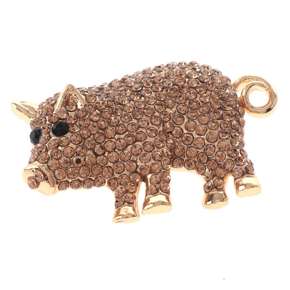 Gold Tone Metal Crystal Pig Brooch P1497-LCT
