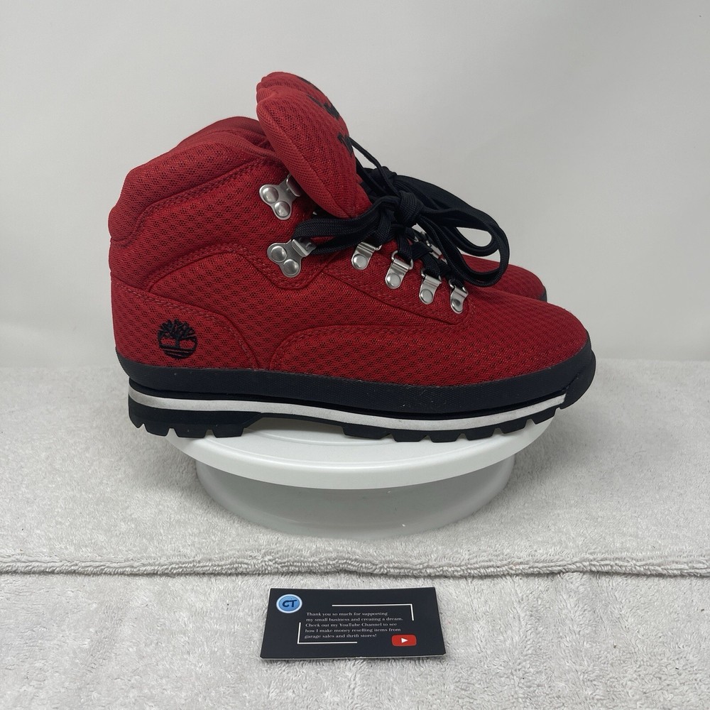 Timberland Pro A1449 Men's Red Nylon Euro Hiker Field Boots Size 7.5 Lace Up