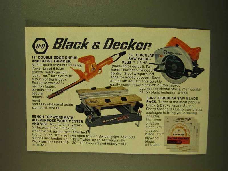 1979 Black & Decker Ad - Hedge Trimmer, Circular Saw