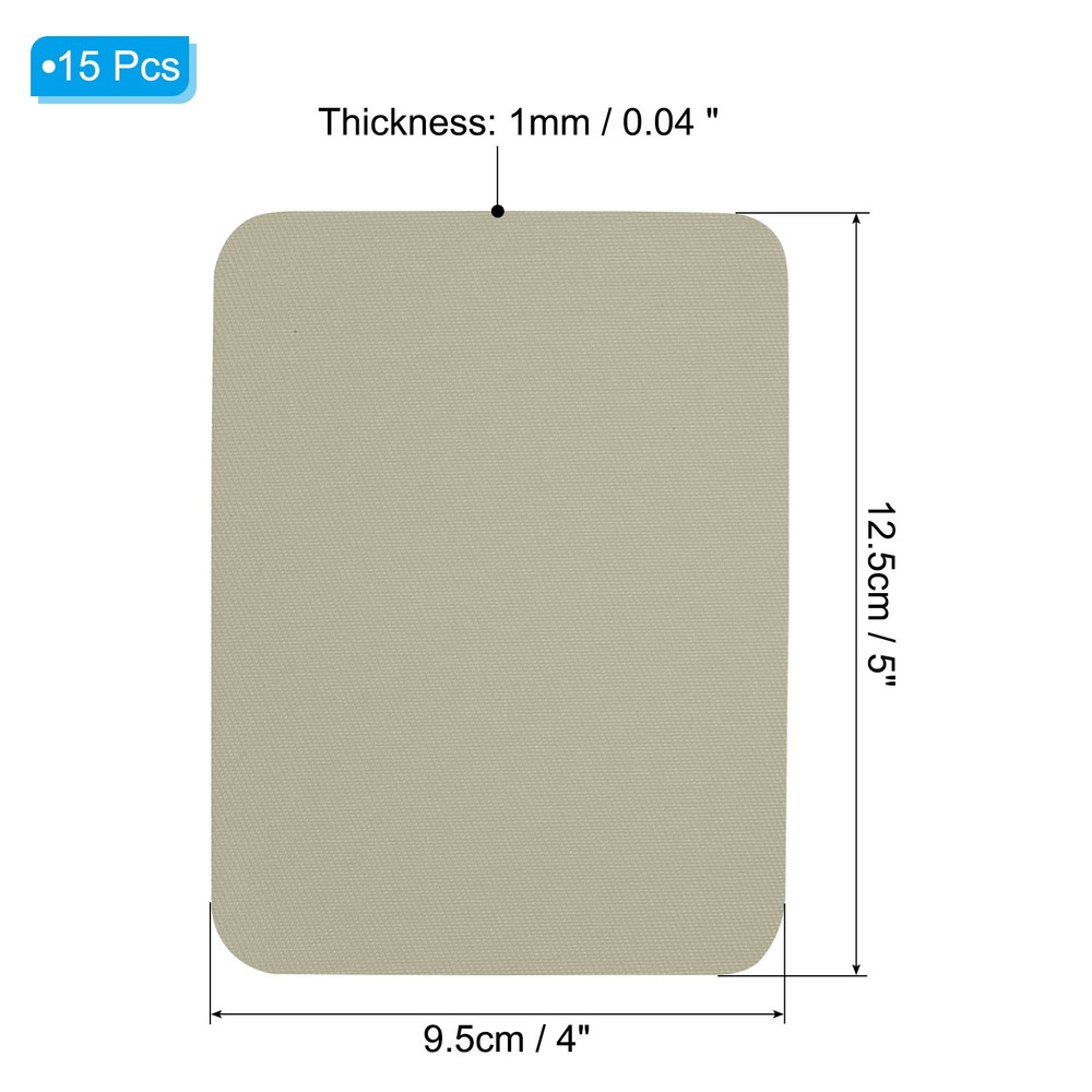 15Pcs 5x4 Inch Khaki Cotton Iron-On Fabric Patches Kit