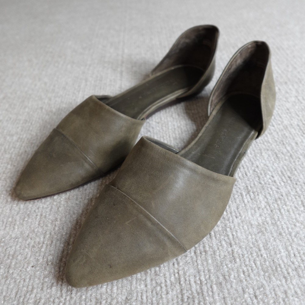 Jenni Kayne Womens Shoes 9M Green Olive D'Orsay Flats Made in Italy