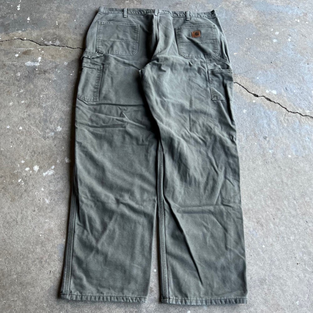 Vintage Y2K Carhartt flannel lined green work wear carpenter pants