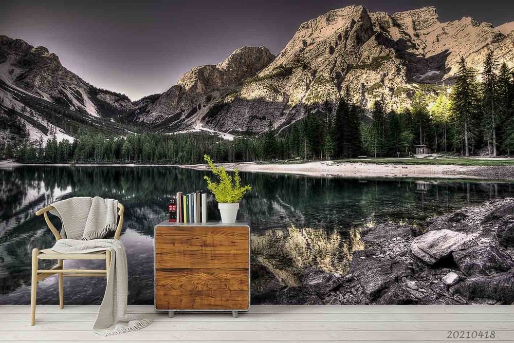 3D Mountain Forest Lake Landscape Wall Murals Wallpaper Murals Wall Sticker 6