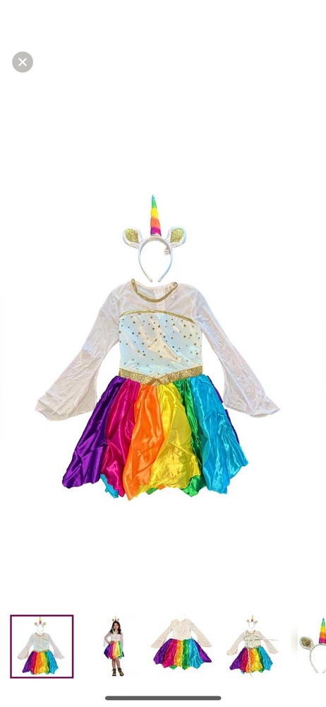 Colorful mystical unicorn Halloween costume with  unicorn headband girls SZ 8-10