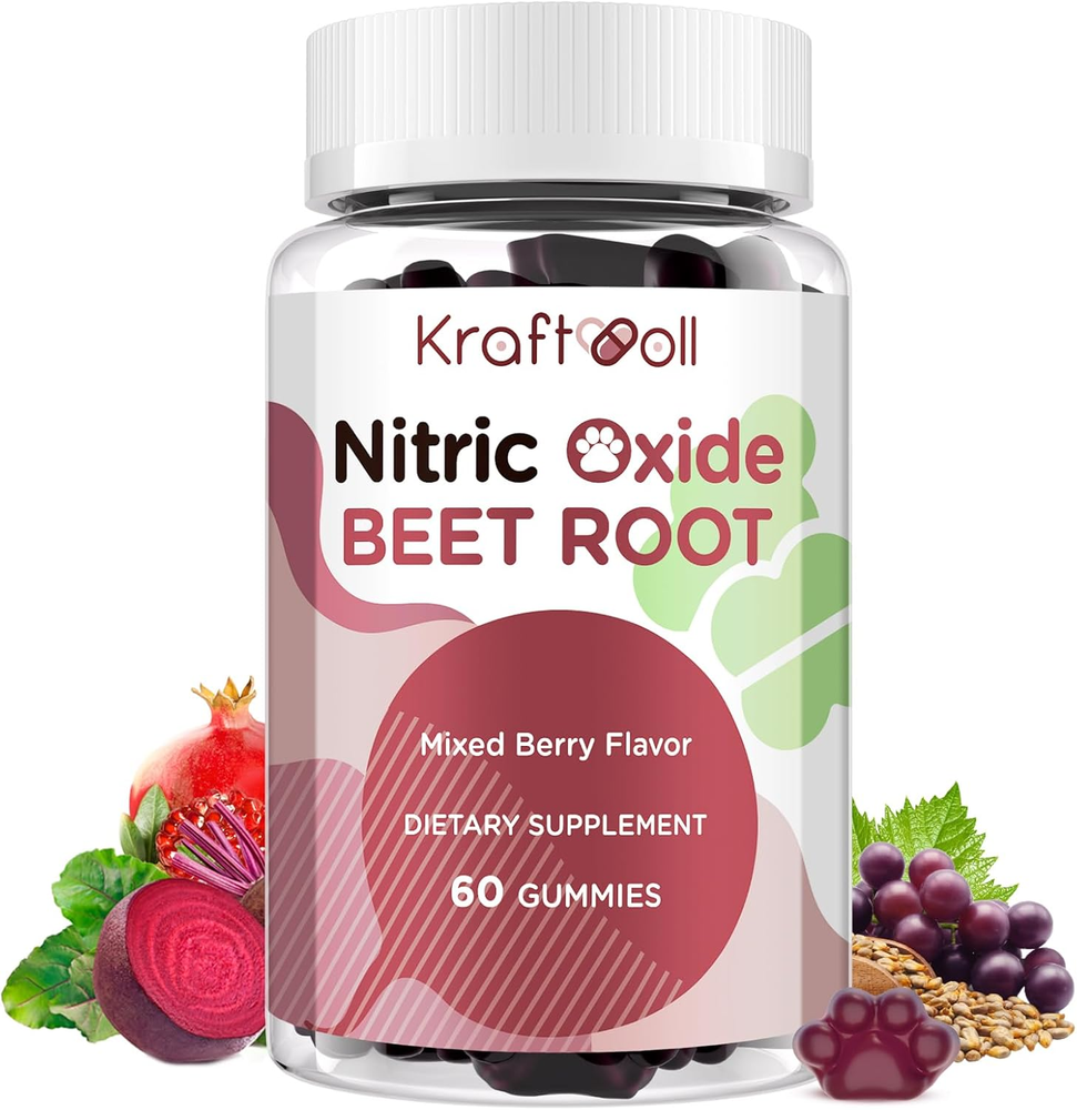 Beet Root Gummies 6000Mg – Nitric Oxide Booster with Grape Seed, Pomegranate, Vi