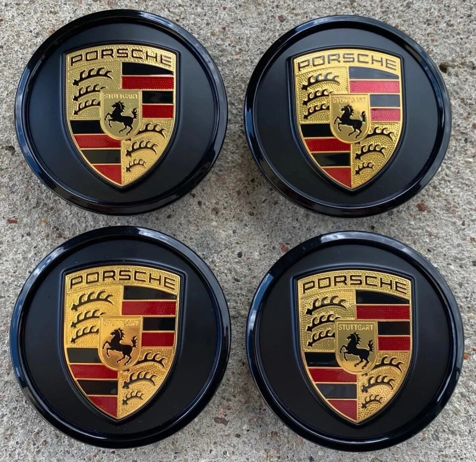 4pcs Black 76mm Porsche Wheel Center Caps for 911 Cayenne Panamera Cayman