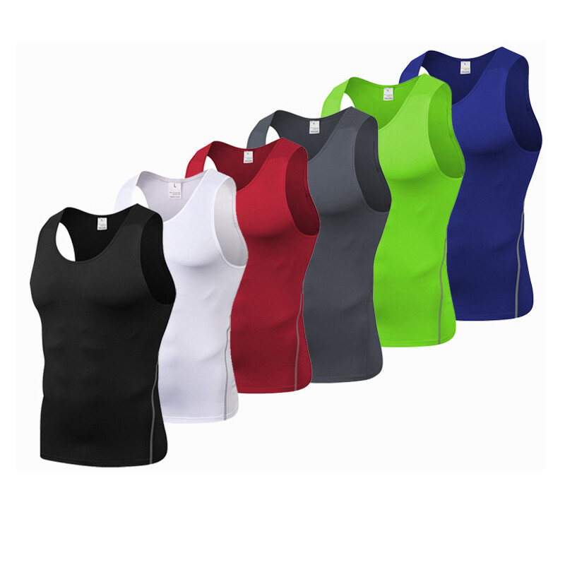 Men Gym Shirt Sleeveless Quick Dry Compression Tank Top Vest Workout Muscle Tops
