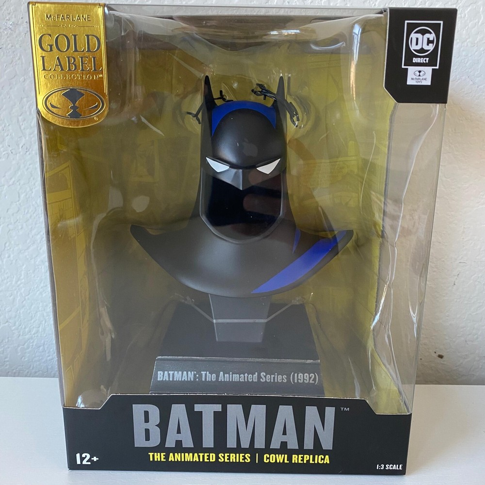McFarlane Toys DC Direct Batman Animated Series Gold Label Cowl Replica In Hand
