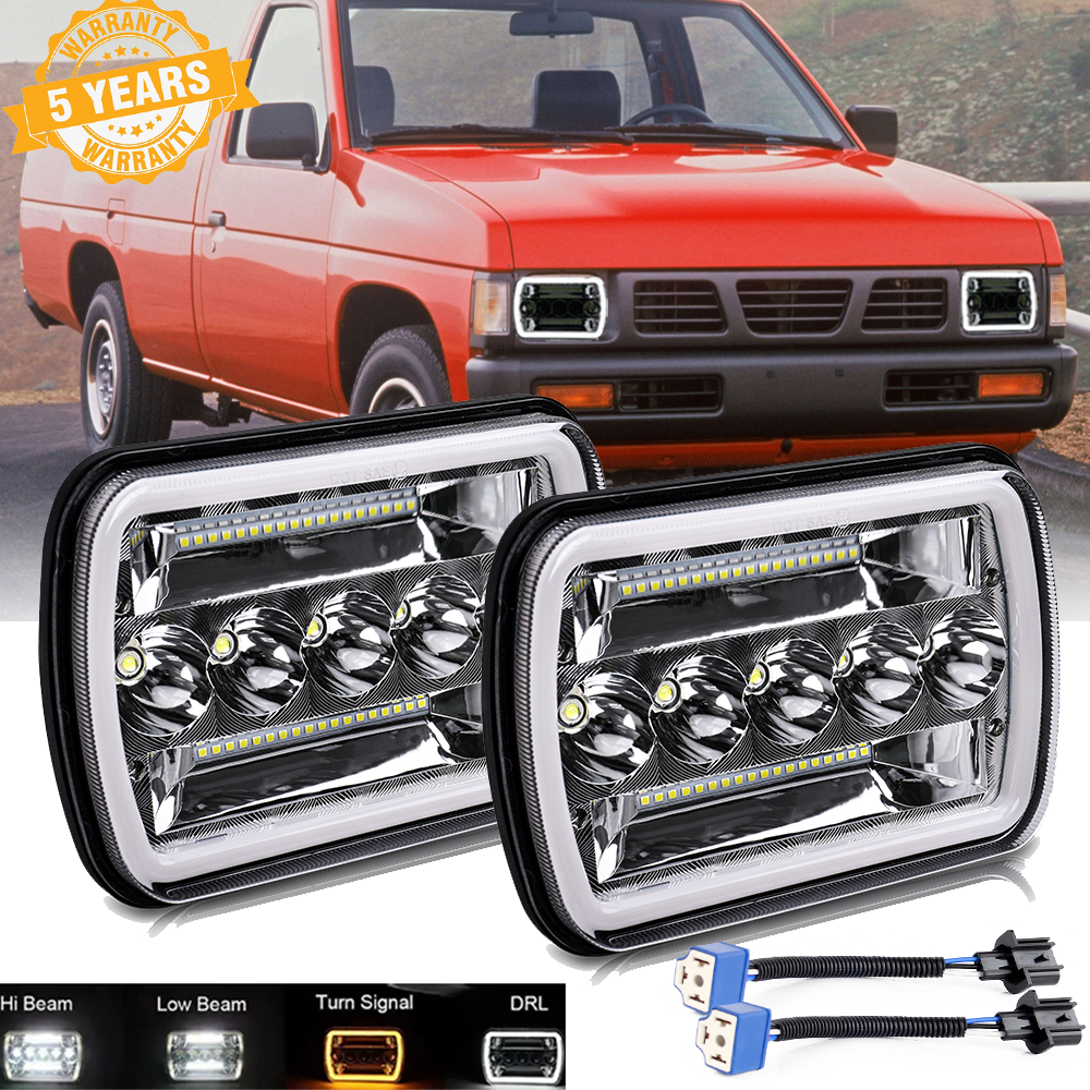 Nissan Hardbody D21 Pickup 5x7 7x6 LED Headlights Hi Lo Beam DRL Pair