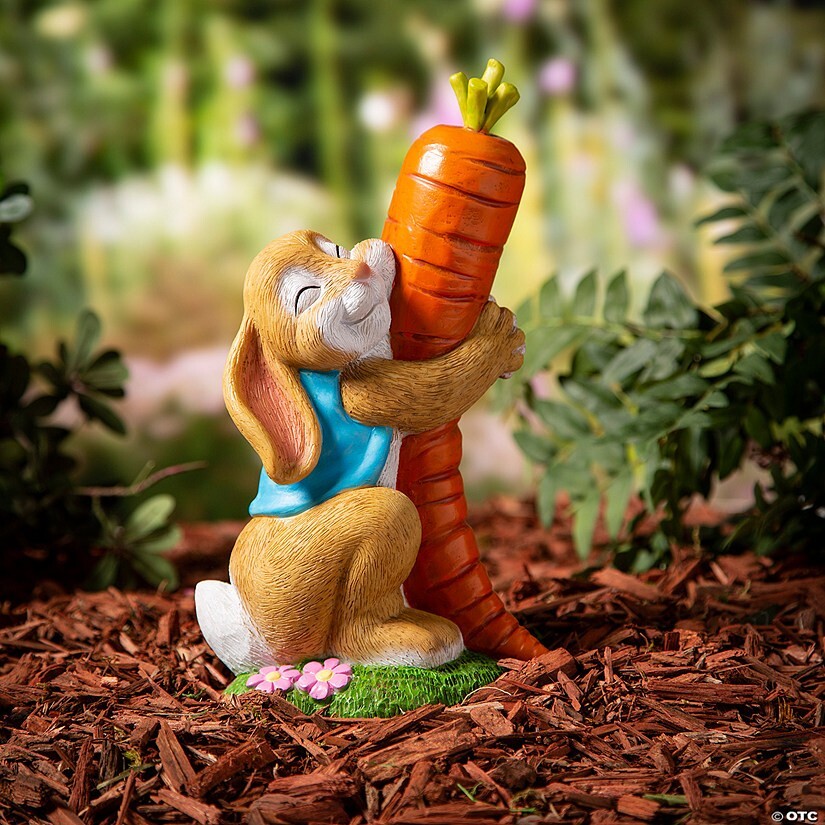 Easter Bunny with Carrot Garden Statue