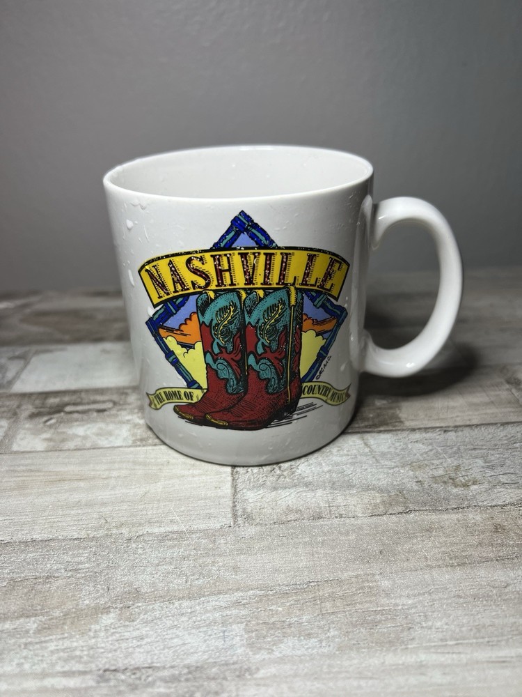 Vintage Nashville Cowboy Boots Music City Coffee Mug MC Art Co