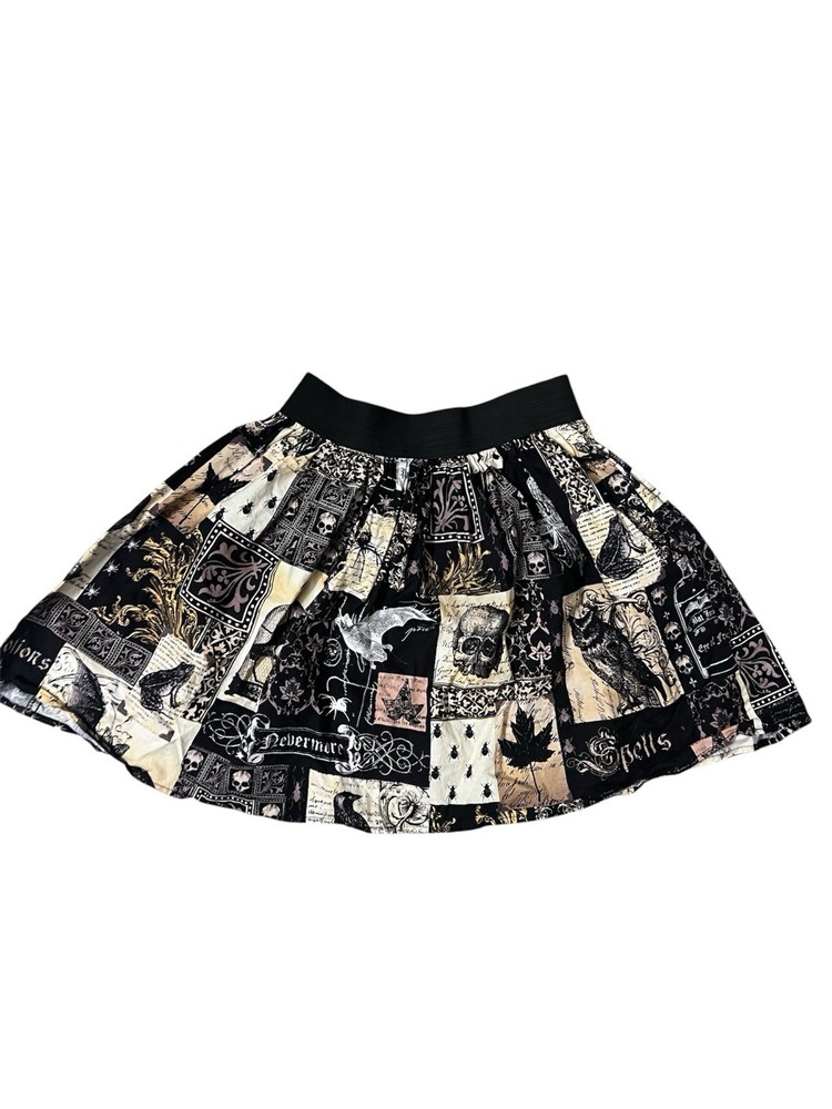 Edgar Allen Poe Elastic Waist Pleated Skirt by Hemet