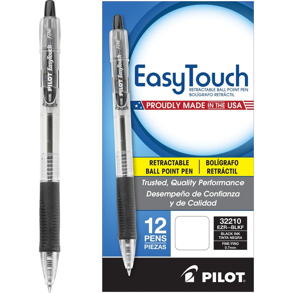 PILOT EasyTouch Refillable & Retractable Ballpoint Pens, Fine Point, Black In...
