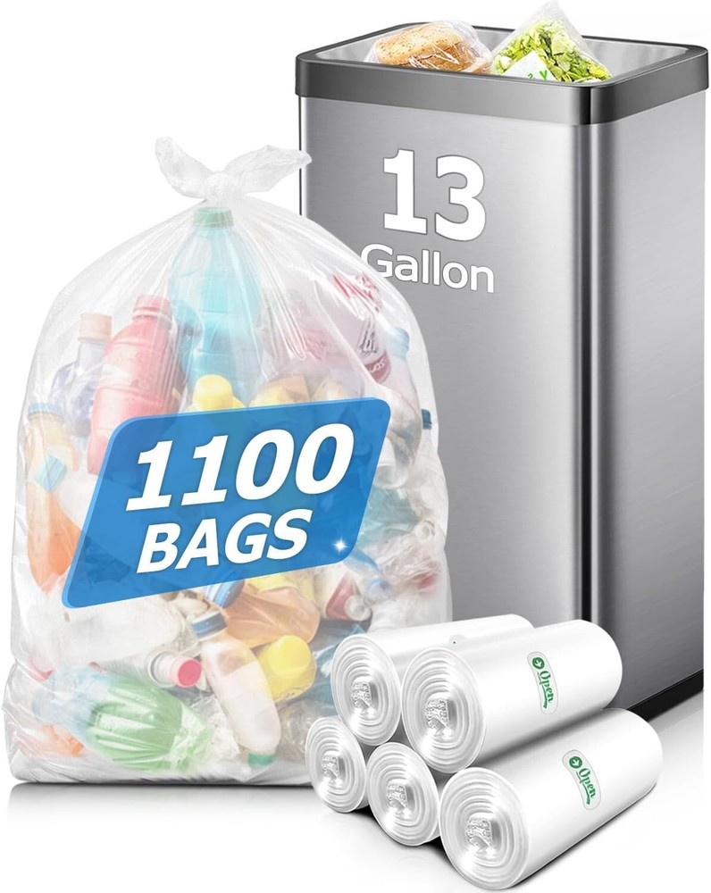 Multipurpose 13-Gallon Heavy-Duty Unscented Trash Bags, 1100 Count