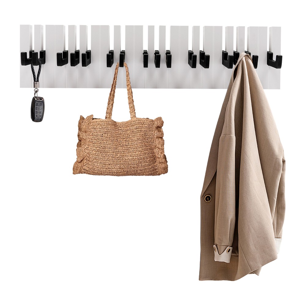Wall Mount Piano Shaped Coat Hook Heavy Duty Wooden Entry Rack